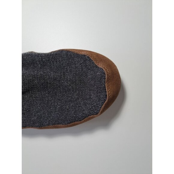 L.L.Bean Suede Sole Knit Slipper Socks For Men Size L M(10 1/2-11 1/2) Gray/Brow - Picture 5 of 10